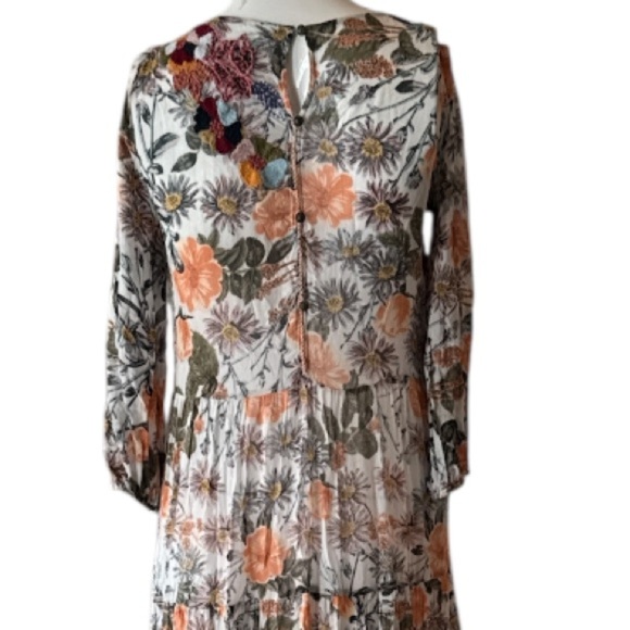 Anthropologie Meadow Rue Espalier Sheer Floral Embroidered Tunic Dress Size XS - Picture 9 of 14